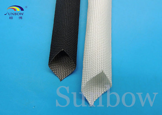 中国 Unvarnish のグラス ファイバーはガラス繊維によって編まれるスリーブを付ける黒にスリーブを付けます サプライヤー