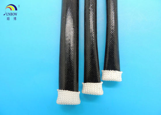 中国 2.0mm IDの絶縁材をワイヤーで縛るための拡張できる編みこみのスリーブを付ける飽和させた液体のケイ素樹脂を黒くして下さい サプライヤー
