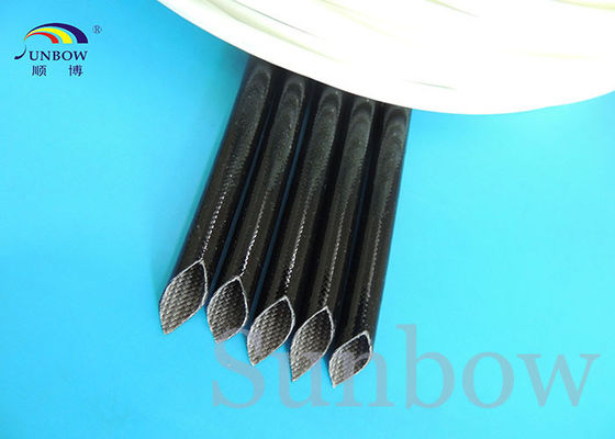 中国 4.0KV 10mm の黒い樹脂のシリコーンのワイヤー絶縁材のための上塗を施してあるガラス繊維の袖 サプライヤー