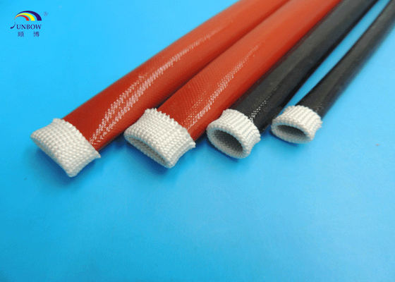 中国 絶縁材の拡張できる編みこみのスリーブを付ける高温ガラス繊維のスリーブを付ける上塗を施してあるシリコーン サプライヤー